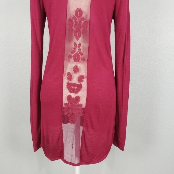 LC Sheer Floral Embroidered Longsleeve Boho Top Sz S - Picture 7 of 10